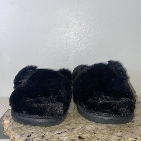 Skechers Women's Arch Fit Go Lounge Unwind Black Faux Fur Buckle Slippers Sz 10 - Picture 7 of 15